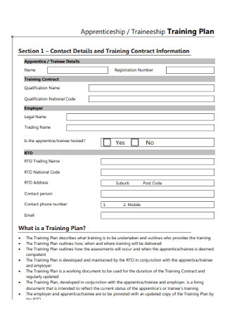 Traineeship Training Plan