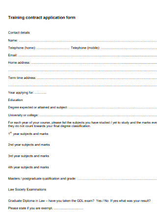 Training Contract Application Form