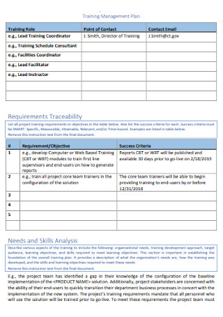 Training Management Plan