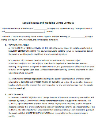 Wedding Venue Contract
