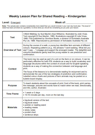 Weekly Lesson Plan Template