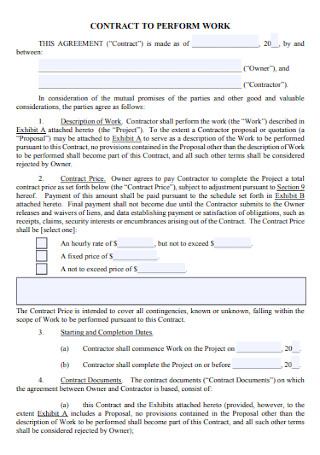 Work Perform Contract Template