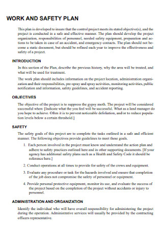 Work and Safety Plan Template