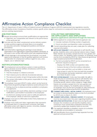 Affirmative Action Compliance Checklist