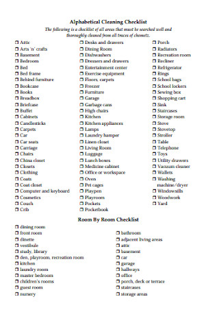 Alphabetical Cleaning Checklist