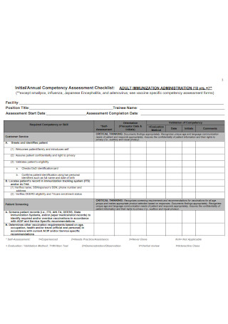 Annual Competency Assessment Checklist