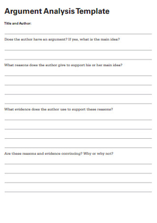 Argument Analysis Template