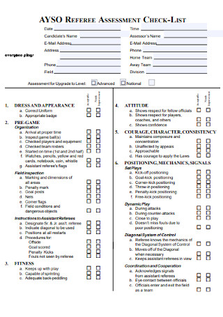 Assessment Checklist Format