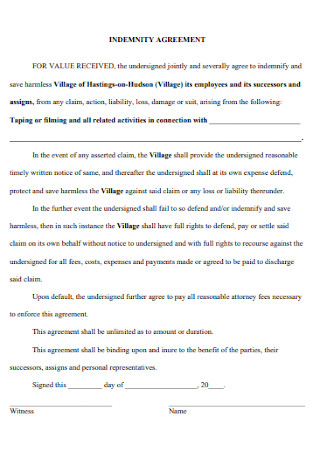 Basic Indemnity Agreement Template