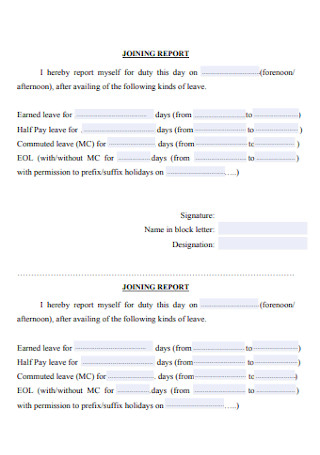 Basic Joining Report Template