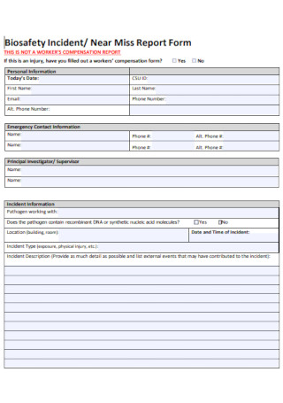 Biosafety Incident Report Form