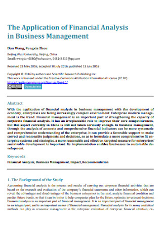 Business Management Financial Analysis