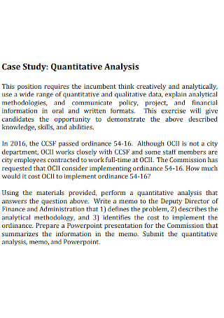 Case Study Quantitative Analysis Template