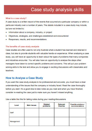 Case Study Skills Analysis Template