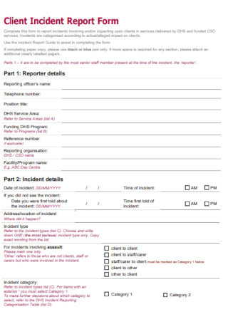 Client Incident Report Form