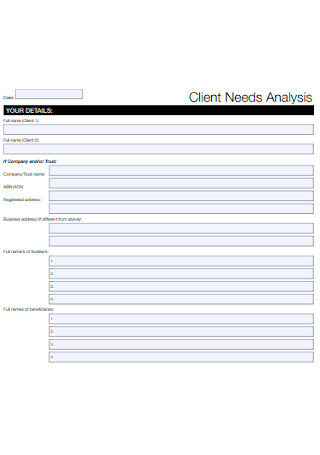 Client Needs Analysis