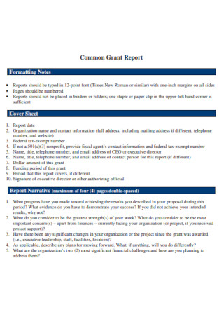 Common Grant Report 