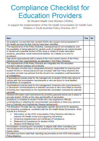 Compliance Checklist for Education Providers