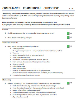 Compliance Commerical Checklist 