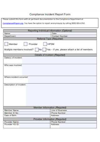 Compliance Incident Report Form