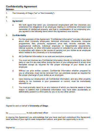 Confidentiality Agreement Format