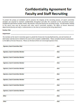 Confidentiality Agreement for Faculty