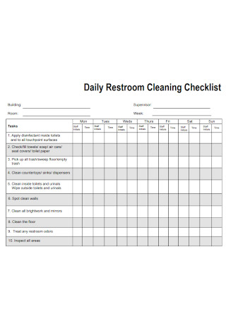 Daily Restroom Cleaning Checklist