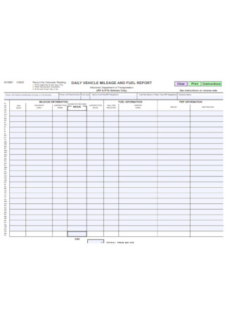 Daily Vehicle Mileage Report