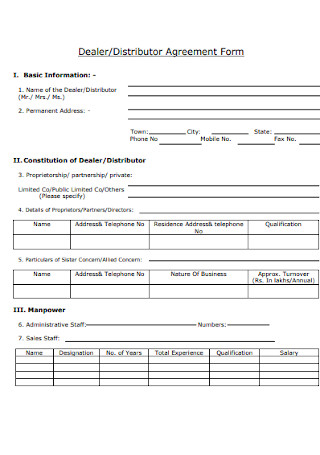 Distributor Agreement Form