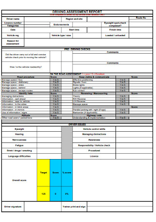 Driving Assessment Report Template