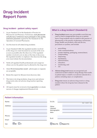 Drug Incident Report Form