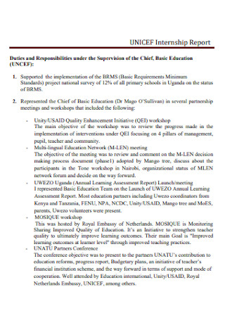 Education Internship Report