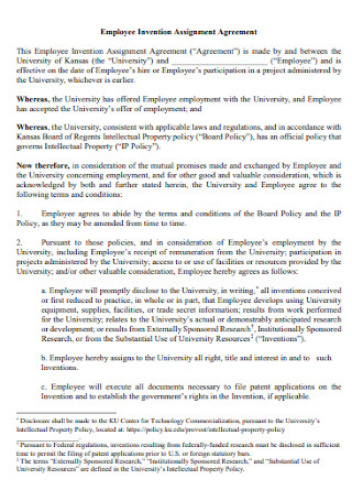 Employee Invention Assignment Agreement