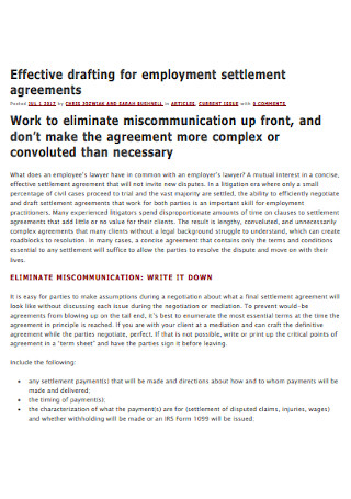 Employment Settlement Agreement