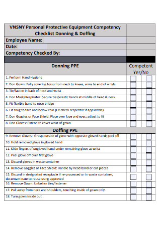 Equipment Competency Checklist