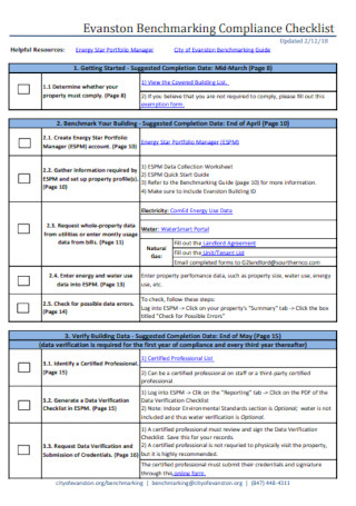 Evanston Benchmarking Compliance Checklist