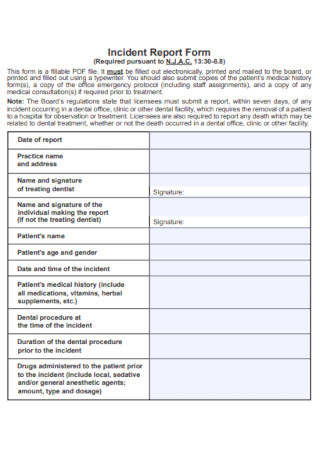 Formal Incident Report Forms