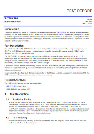 Formal Test Report Template