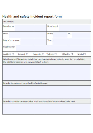 Health and Safety Incident Report Form