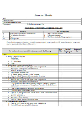 Hospital Competency Checklist