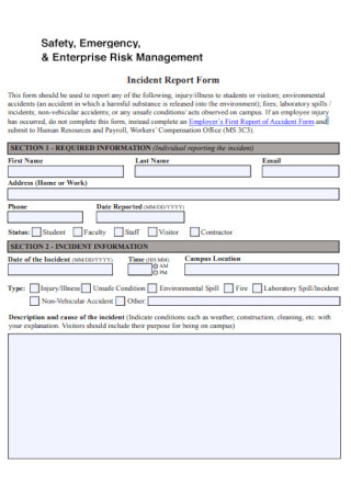 Incident Emergency Report Form