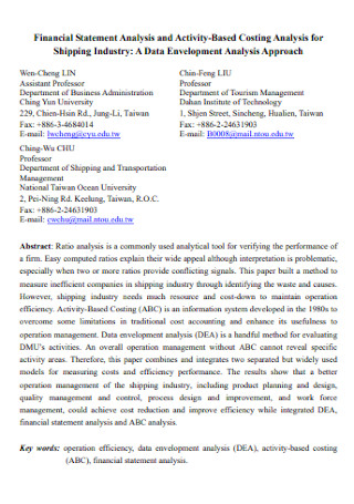 Industry Financial Statement Analysis