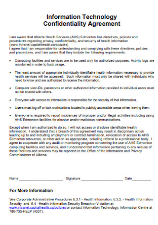 Information Technology Confidentiality Agreement