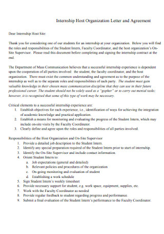 Internship Letter and Agreement
