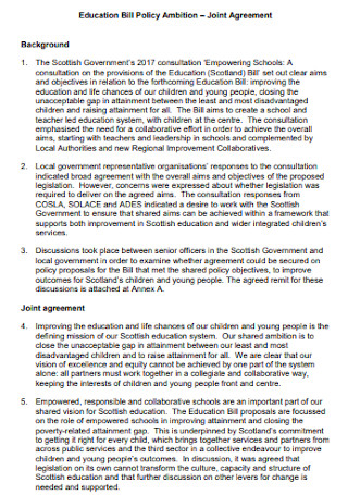 Joint Education Agreement Template