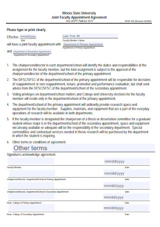 Joint Faculty Appointment Agreement