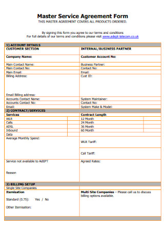 Master Service Agreement Form 