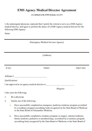 Medical Agency Director Agreement