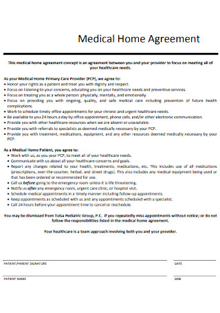 Medical Home Agreement Template