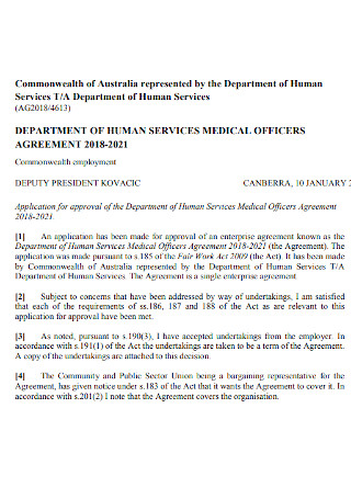 Medical Officers Agreement